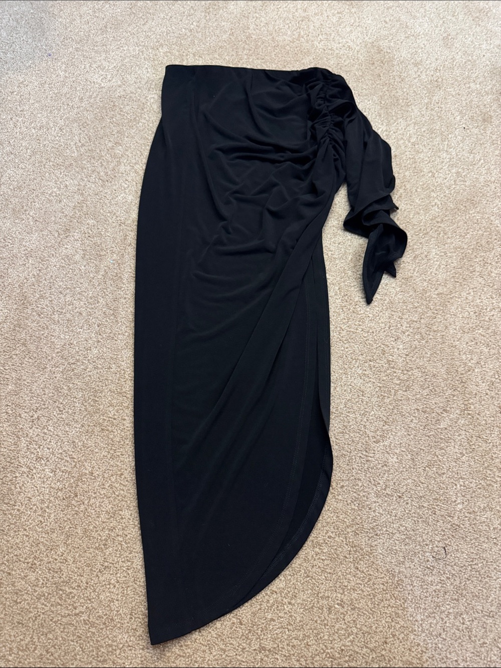 NBD Black Asymmetric Ruched maxi skirt size small